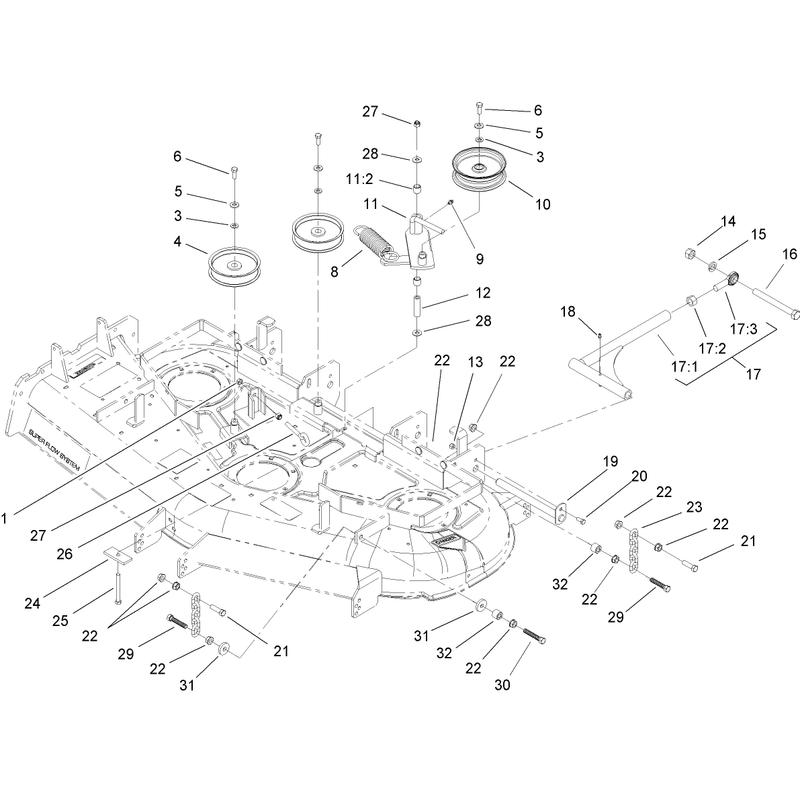 Idler Pulley Lift Strut and Chain Assembly