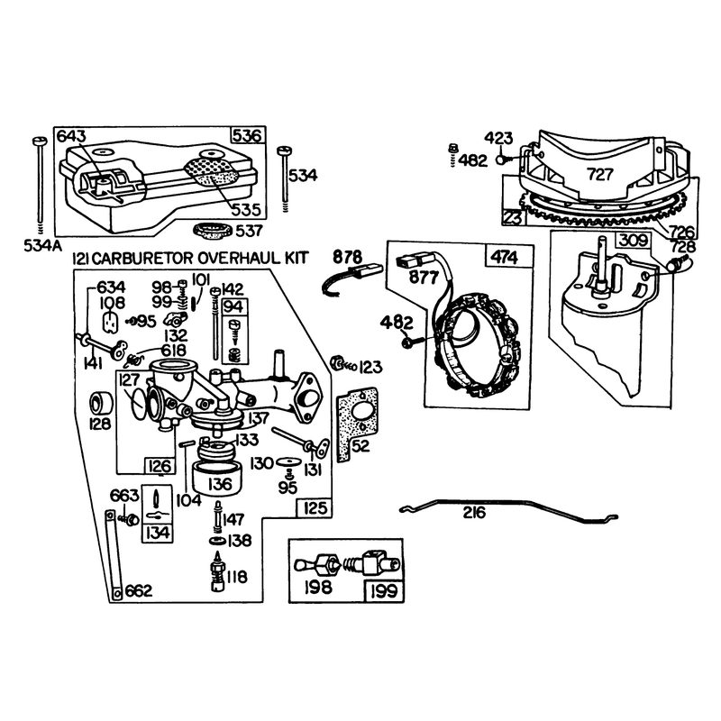 Engine Briggs & Stratton Model 252707-0223-01, Engine Briggs & Stratton 252707-0177-01 (model 57360)