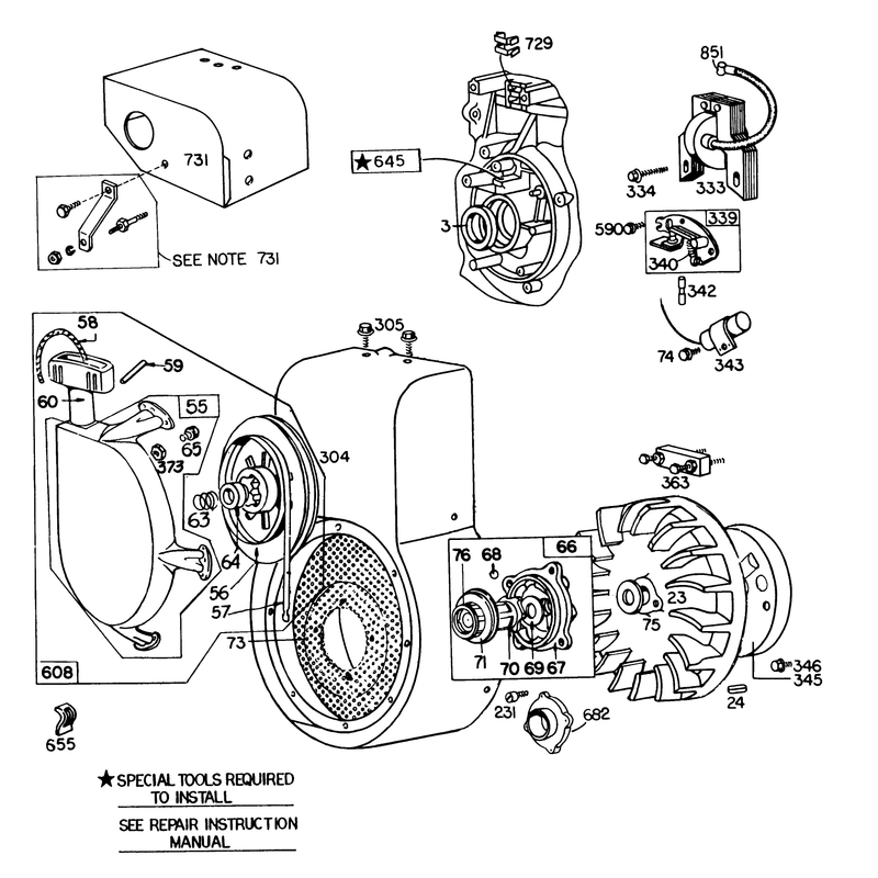 Engine Briggs & Stratton Model No. 252412 Type No. 0134-01 (11 H.p. Snowthrower Model 38090)