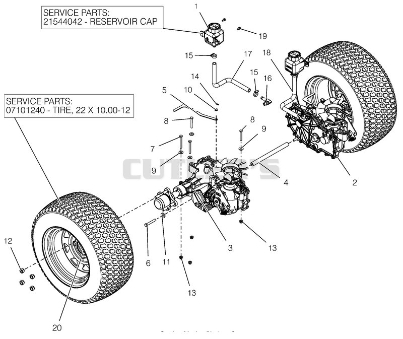 Rear Tires And Transaxles - 44" And 48"