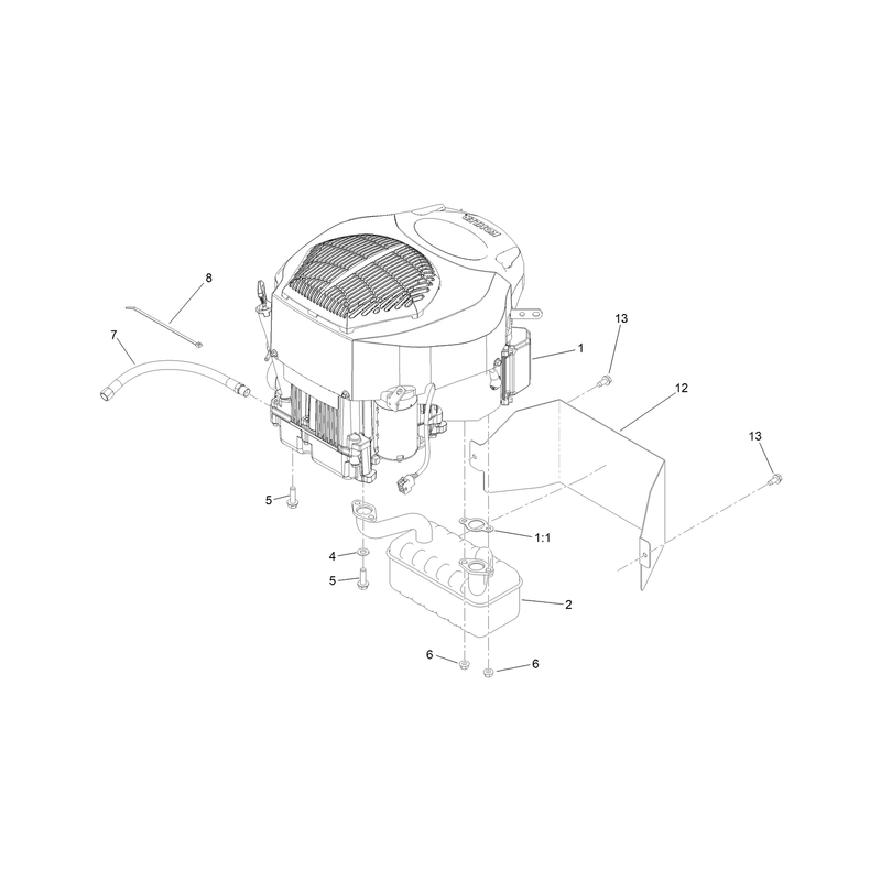 Engine and Muffler Assembly