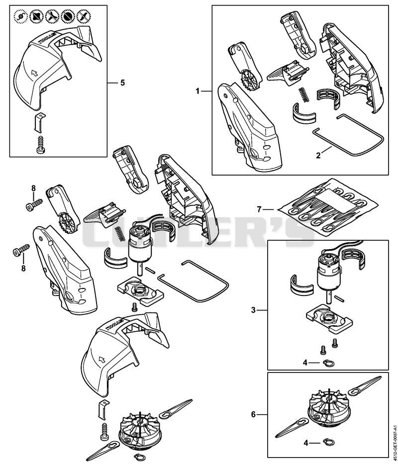 Electric motor, Cutting head