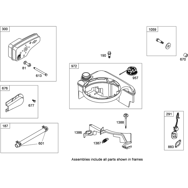 Muffler and Fuel Tank Assembly Briggs and Stratton 126T02-0237-B1
