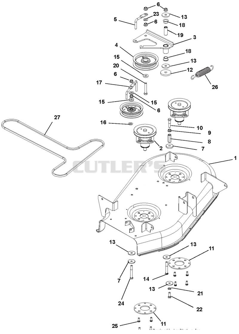 Mower Deck, Belt And Idlers