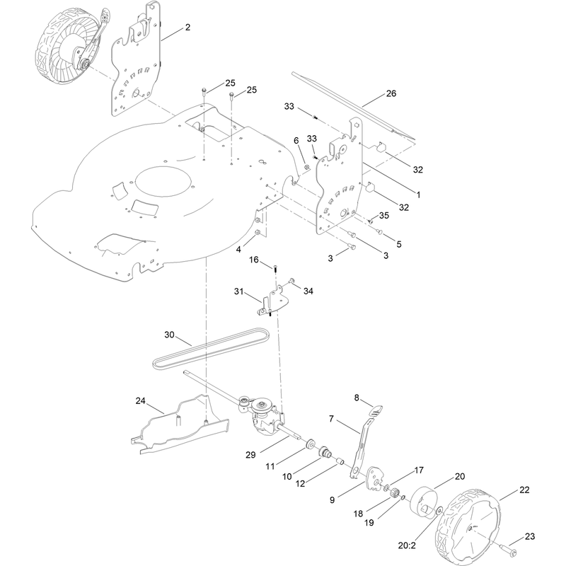 Rear Wheel and Height of Cut Assembly