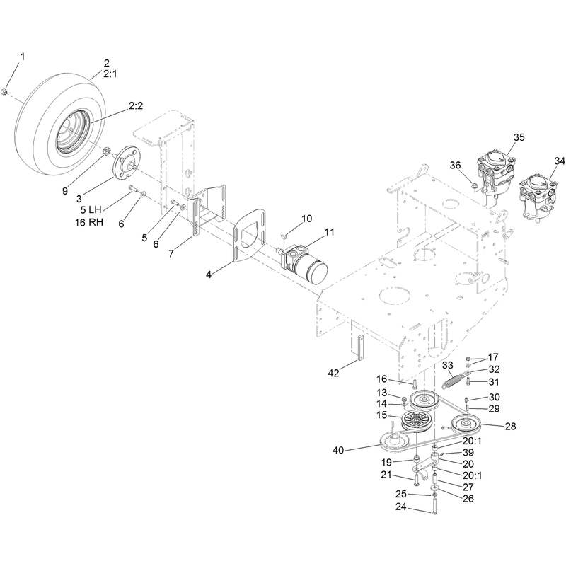 Rear Wheel and Hydraulic Drive Assembly