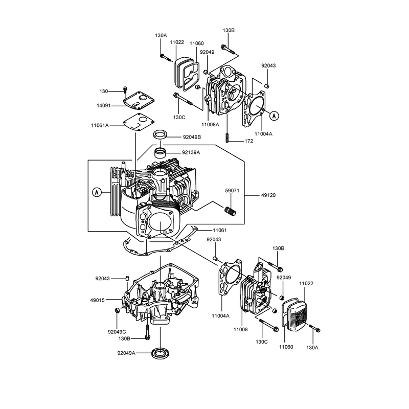 Cylinder and Crankcase Assembly Kawasaki FH430V-BS28 R