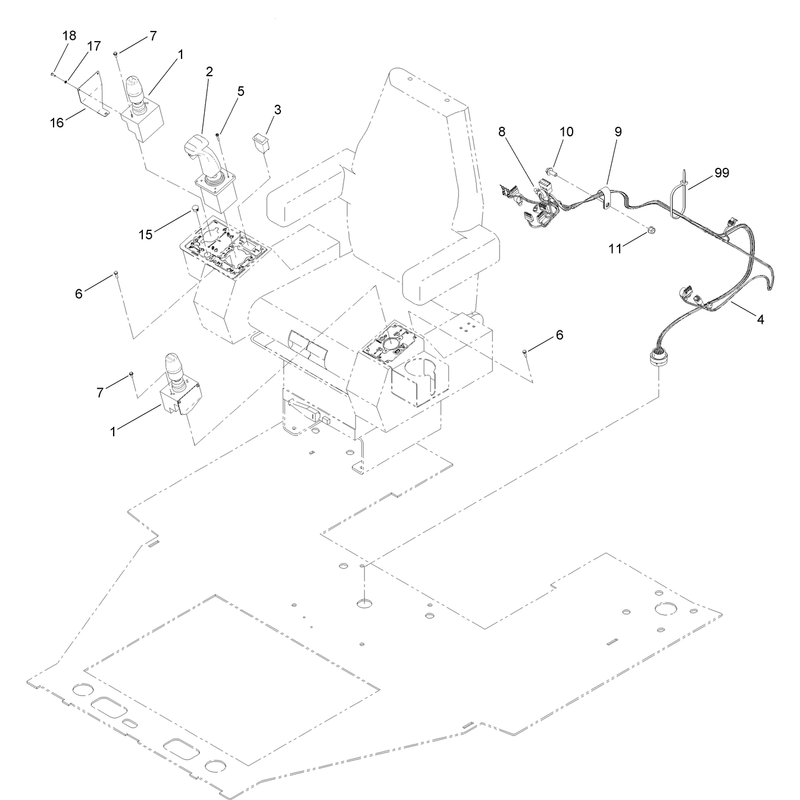 Seat Harness and Joystick Control Assembly