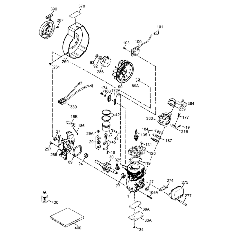 Engine Tecumseh Model No. Hsk600 Type 1668s (model 38170 Only)