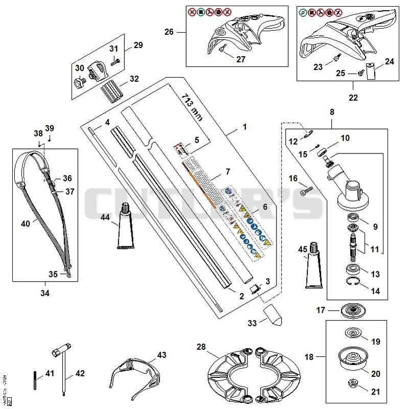 Drive tube assembly, Gear head, Deflector