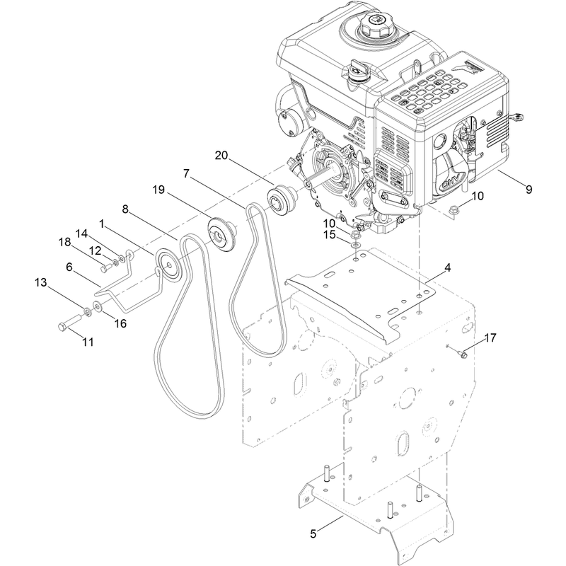 Engine and Pulley Assembly