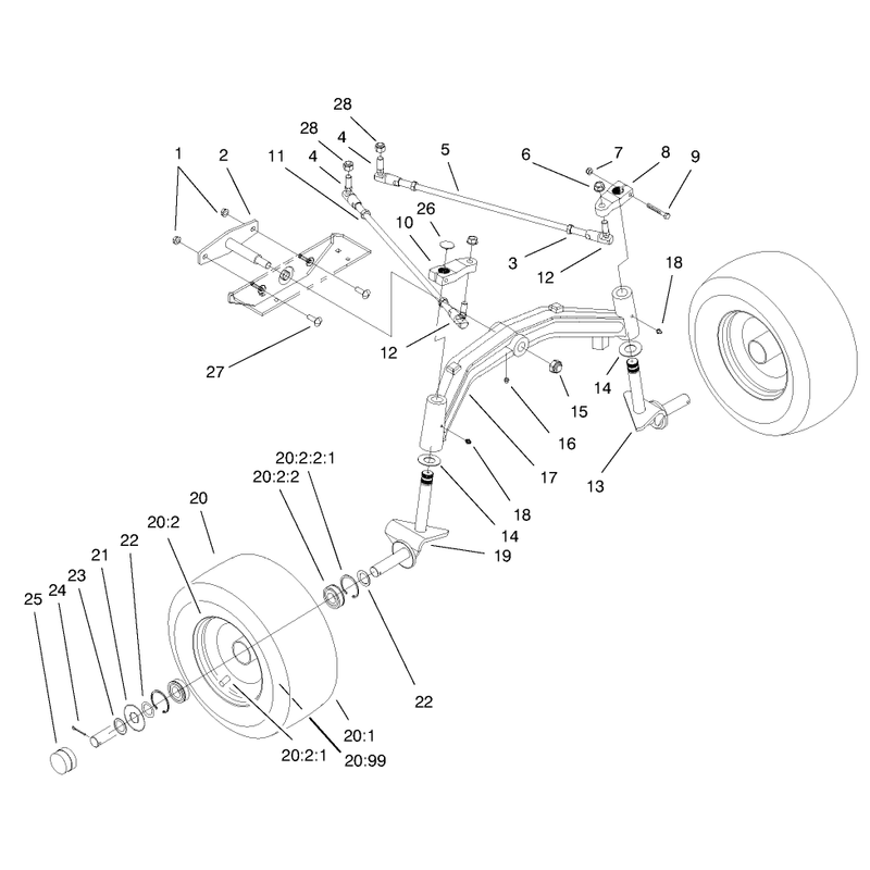 Tie Rods Spindle and Front Axle Assembly