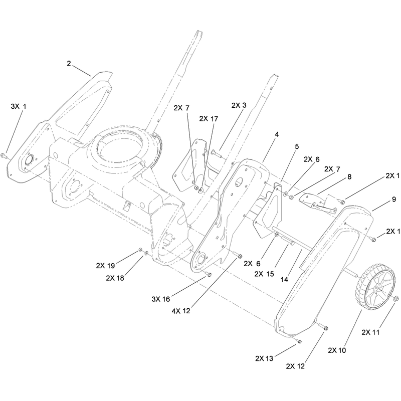 Axle, Rear Wheel and Sideplate Assembly