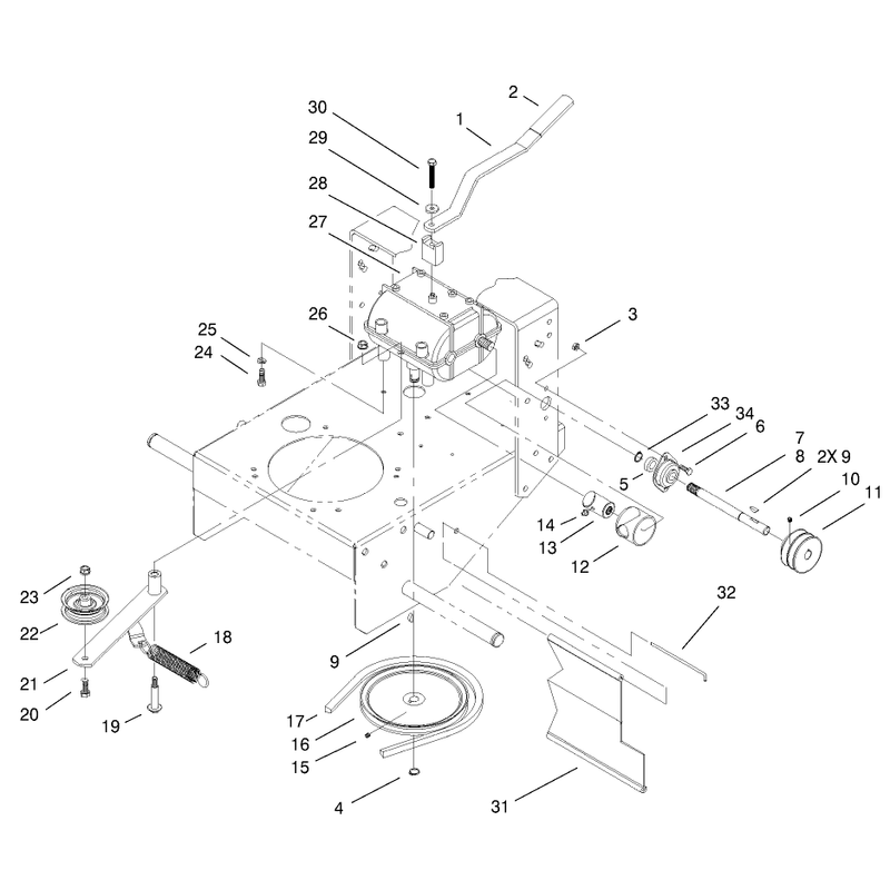 Transmission and Idler Pulley Assembly
