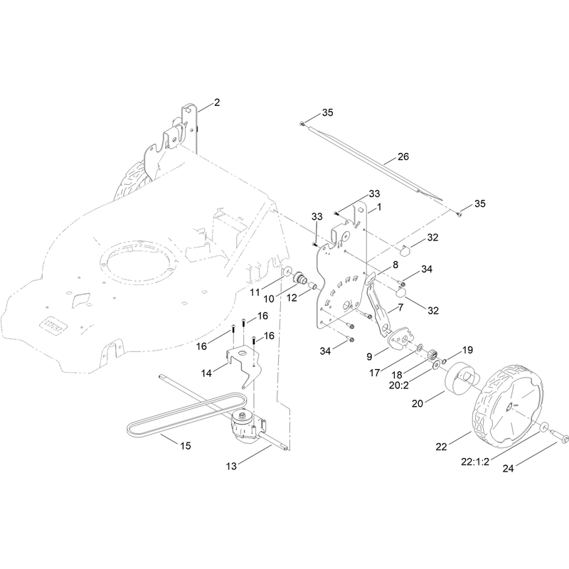 Rear Wheel and Height of Cut Assembly