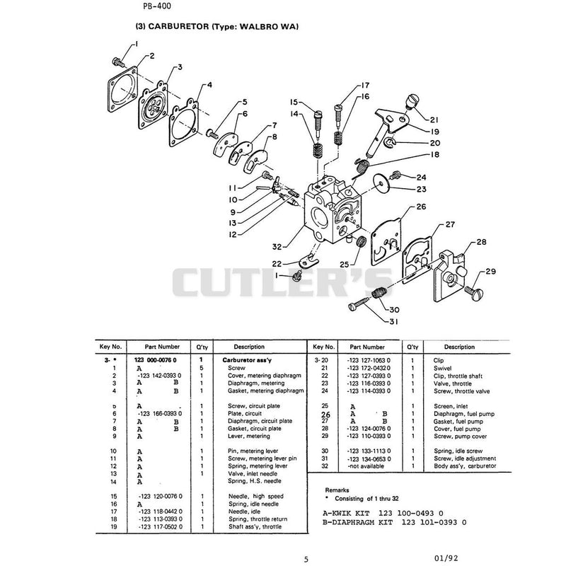3 Carburetor Type Walbro Wa