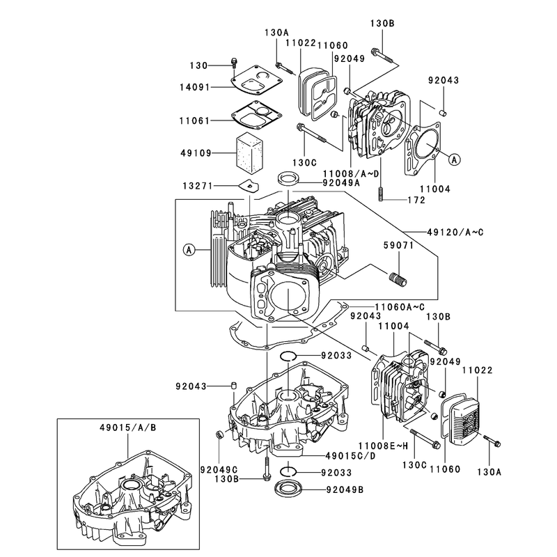 CylinderCrankcase Assembly Kawasaki FH500V-ES10