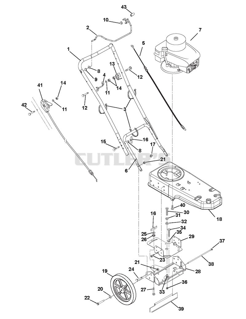 Frame, Engine, Swivel & Wheels