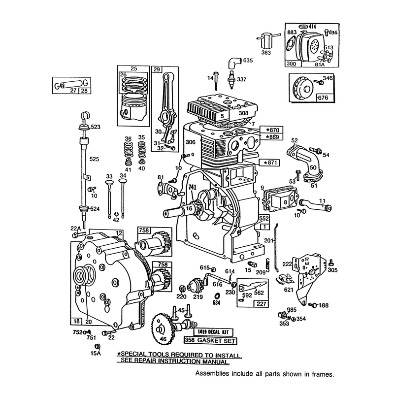Engine Briggs & Stratton Model 252416 Type 0756-01 & 0757-01 (model No. 38580 & 38566)