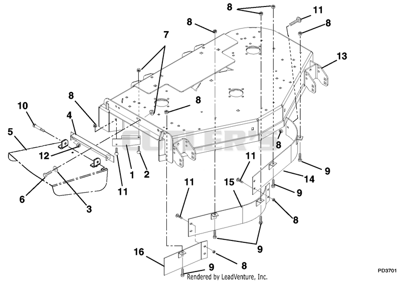 Deck, Discharge Chute And Baffles