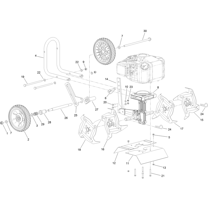 Tines and Wheels Assembly