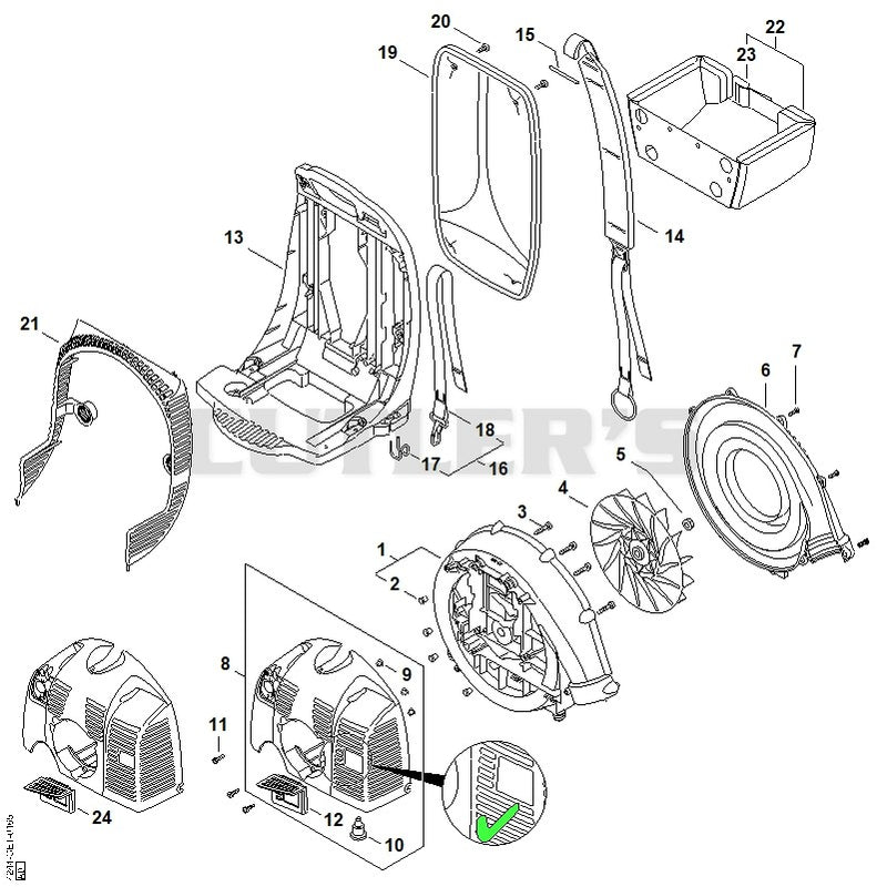 Fan housing, shroud, backplate