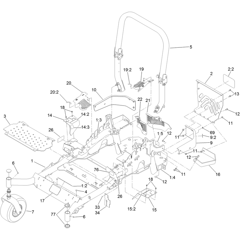 Frame and Caster Wheel Assembly
