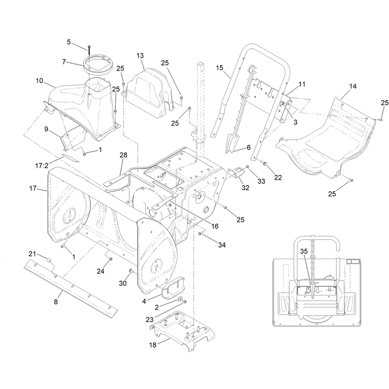 Main Frame and Auger Housing Assembly