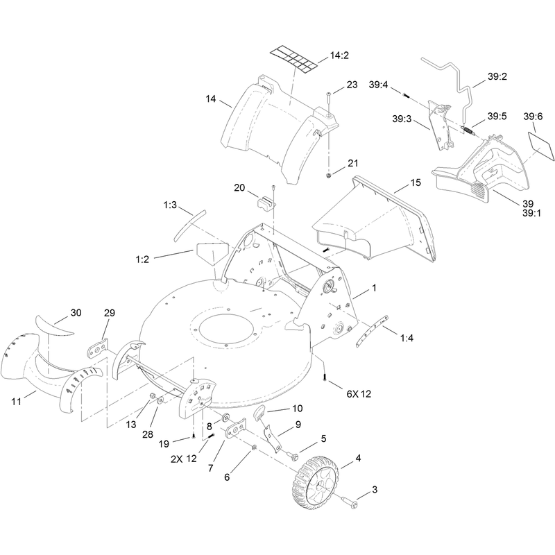 Deck Housing Front Wheel and Rear Door Assembly