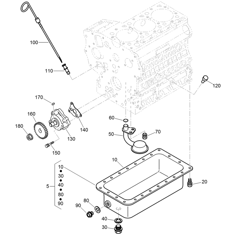 Oil Pan Oil Pump and Dipstick Assembly