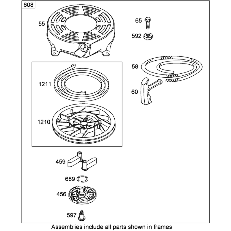 Starter Assembly Briggs and Stratton 122T02-2059-B1