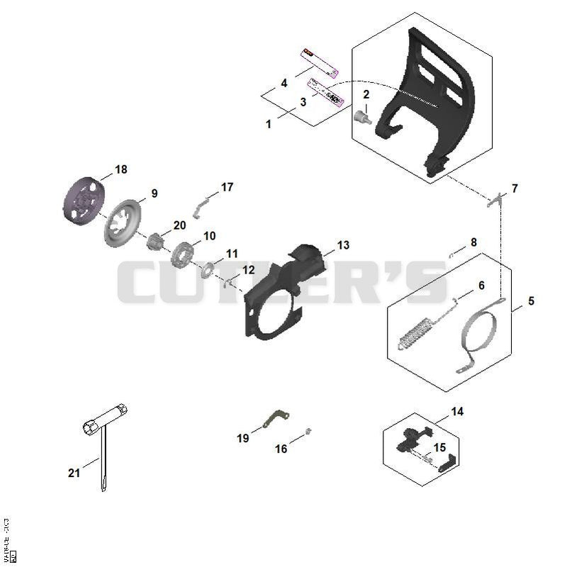 Hand guard, Chain brake, Chain tensioner