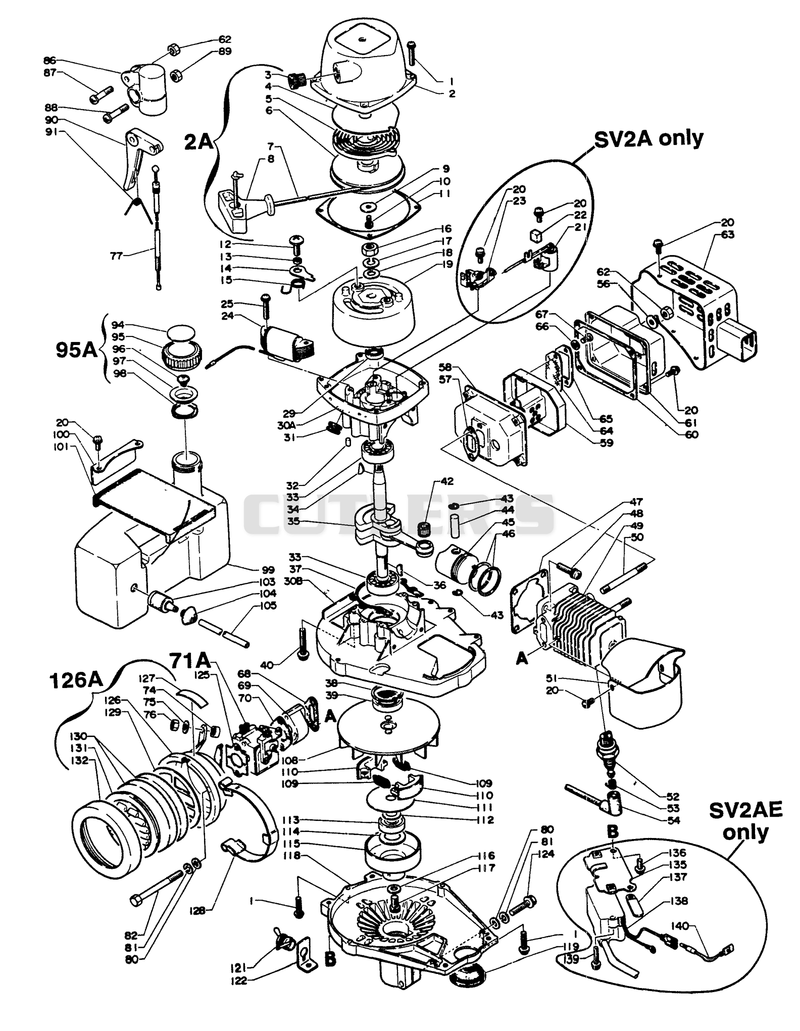 Engine, Crankcase, Stop Switch, Ignition, Starter