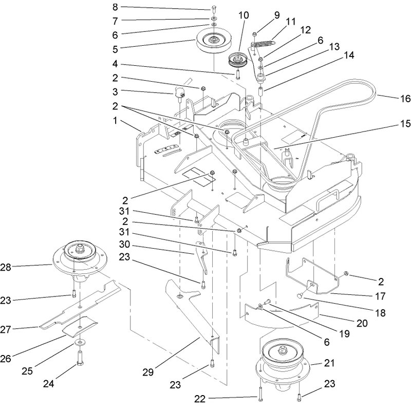 Deck Drive and Baffle Assembly