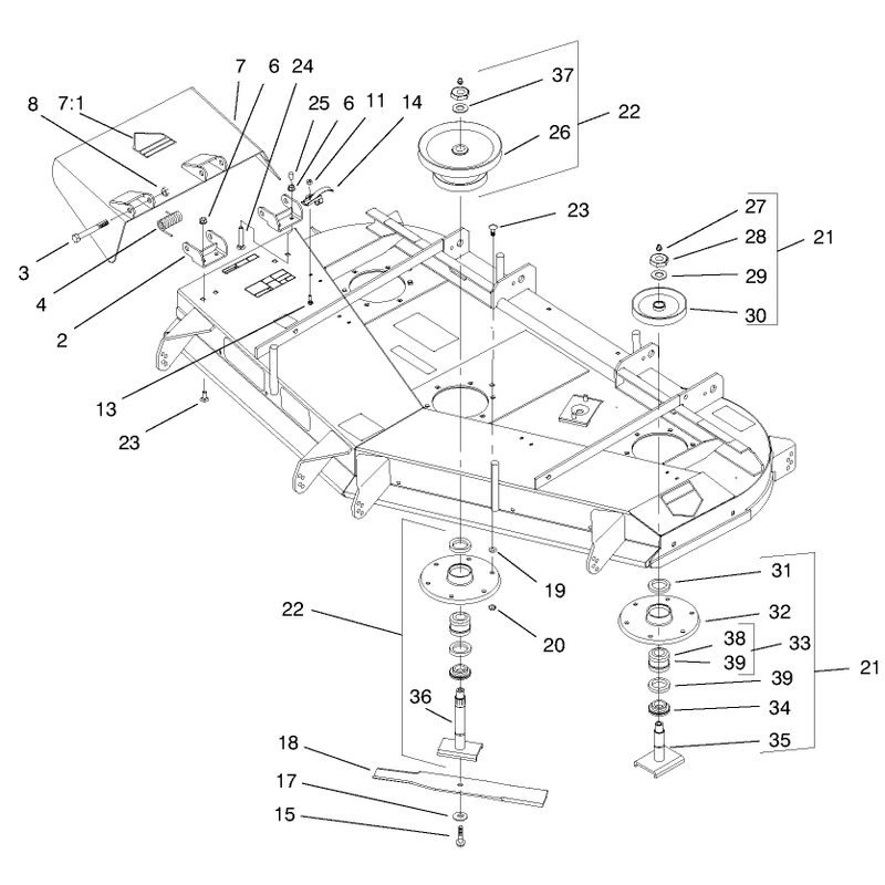 Deflector Spindle and Pulley Assembly