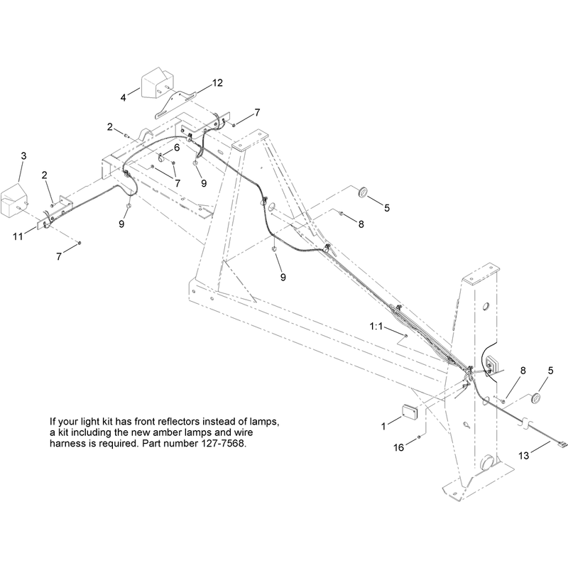 Concrete Mixer Tail Light and Harness Assembly