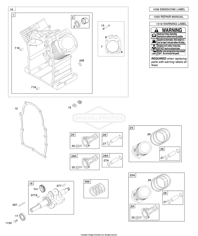 Cylinder, Piston/Rings/Rods, Crankshaft