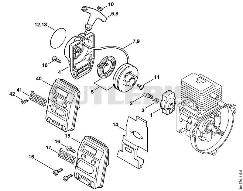 Rewind starter, Muffler