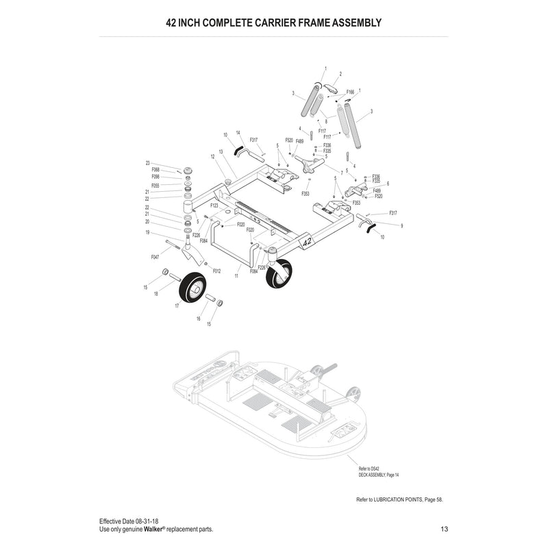 42 INCH COMPLETE CARRIER FRAME ASSEMBLY