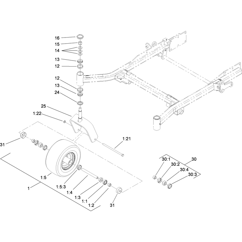 Caster Wheel and Fork Assembly