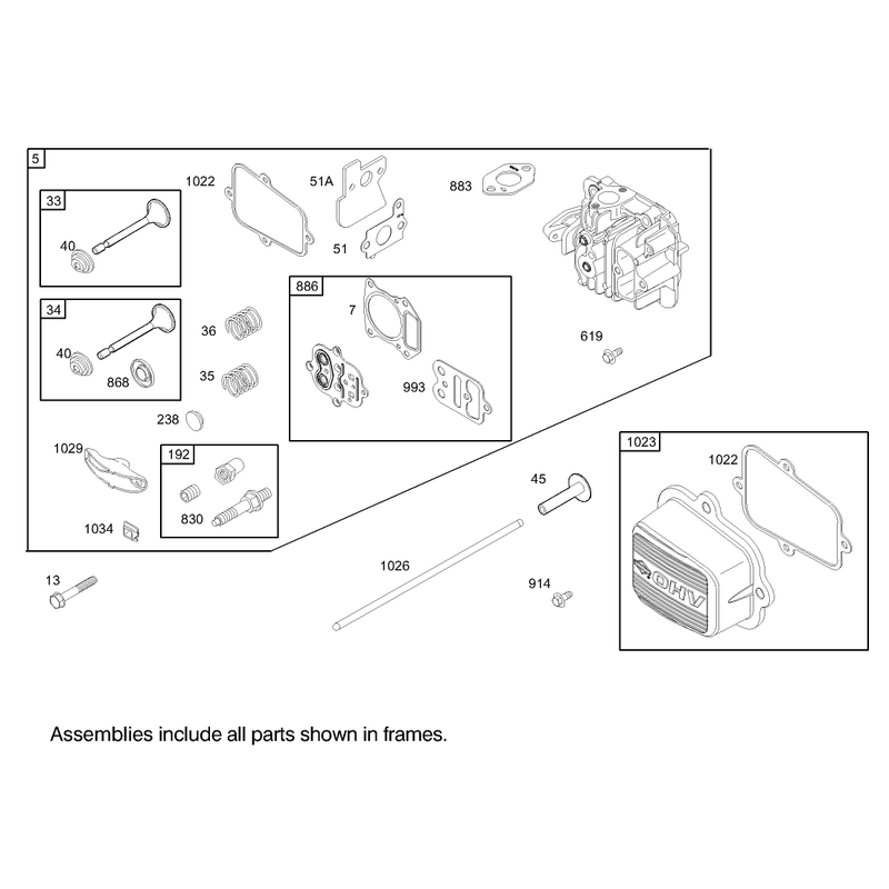 Cylinder Head Assembly Briggs and Stratton Model 122607-0116-E1