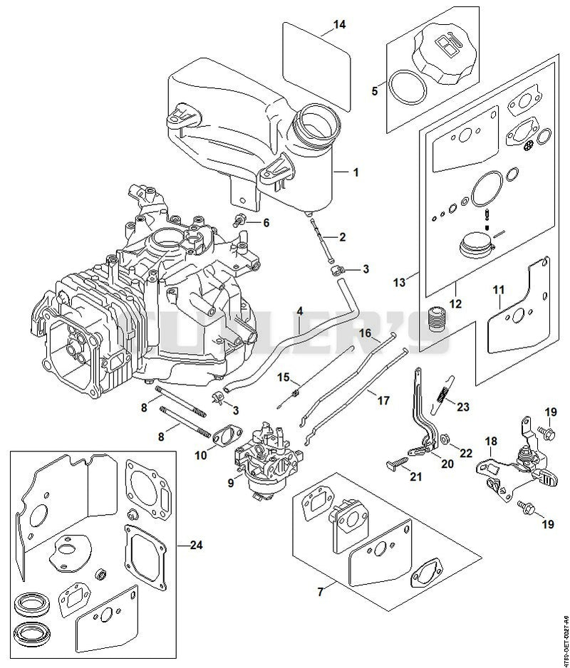 Fuel tank, Carburetor, Throttle control