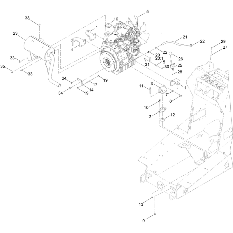 Engine and Muffler Assembly