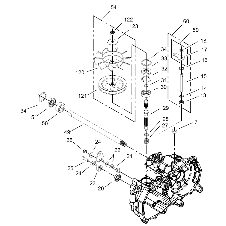 Fan and Pulley Assembly LH Hydrostat No 105-3492