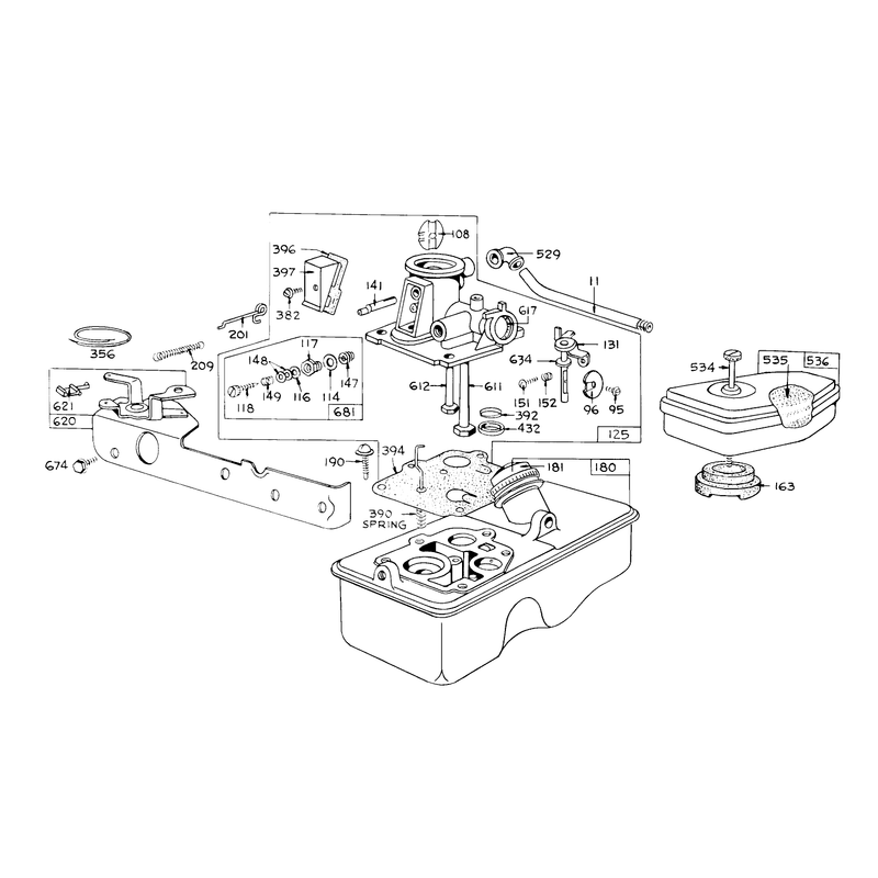 Model No 390065 Carburetor Assembly for Engines 92908-1129-01 and 92908-1130-01