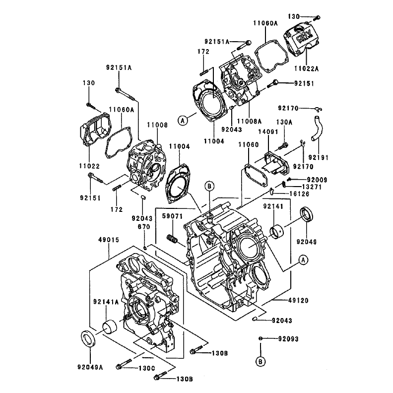 CylinderCrankcase Assembly Kawasaki FD750D-AS03