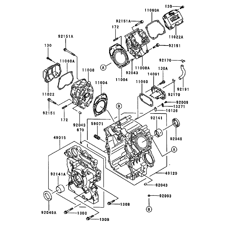 CylinderCrankcase Assembly Kawasaki FD750D-AS03
