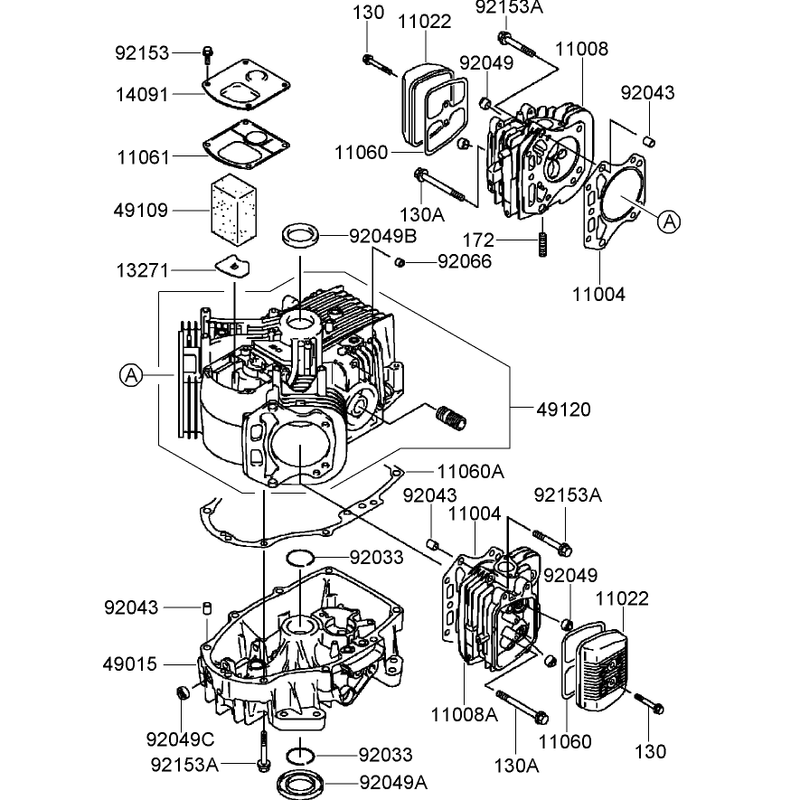 Cylinder and Crankcase Assembly Kawasaki FH541V-CS24