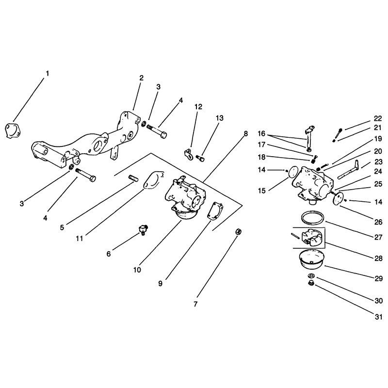 Carburetor Kohler Engine Model No Mv18s Type 58543