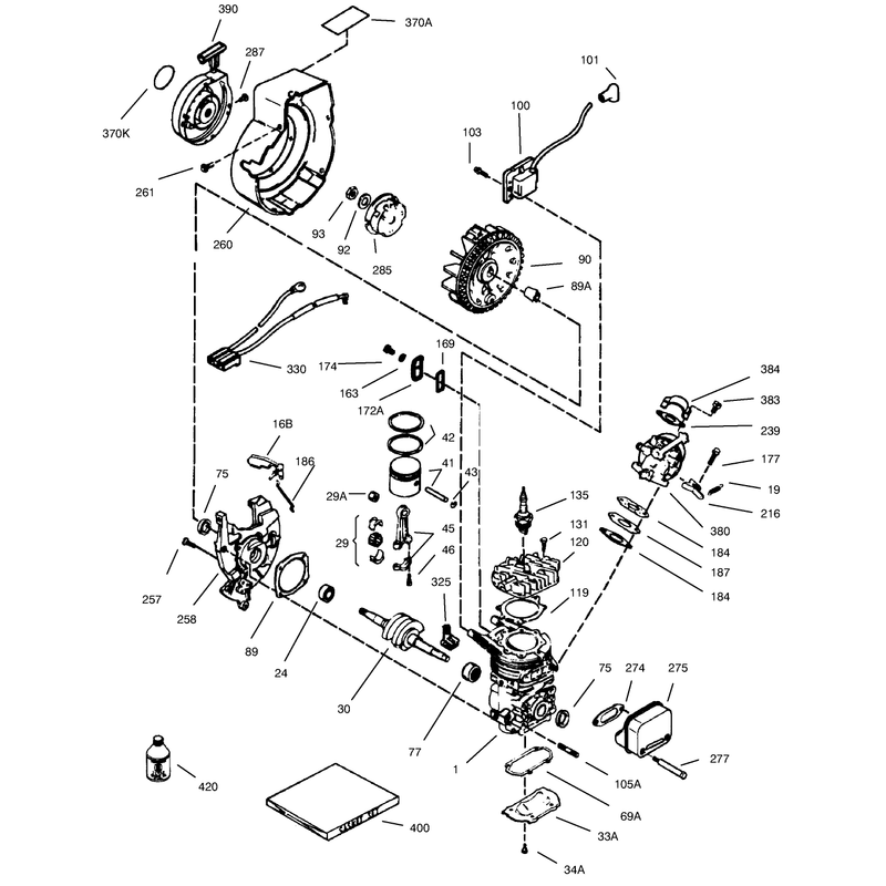 Engine Tecumseh Model No. Hsk600 Type 1680t (model No. 38170 Only)